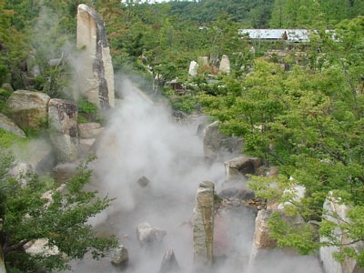 橋の上から日本庭園を望む