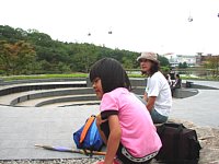 日本庭園　渦巻きの排水口