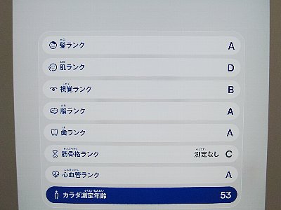 体データ測定結果
